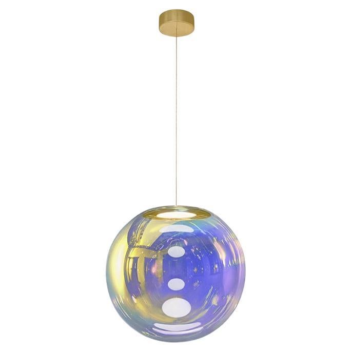 Iris Globe Pendant Lamp 35 cm Gold Indigo Brass,  Sebastian Scherer NEO/CRAFT For Sale