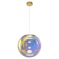 Iris Globe Pendant Lamp 35 cm Gold Indigo Brass, Sebastian Scherer NEO/CRAFT