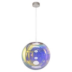 Lampe à suspension Iris Globe 35 cm en acier indigo doré,  Sebastian Scherer Neo/Craft
