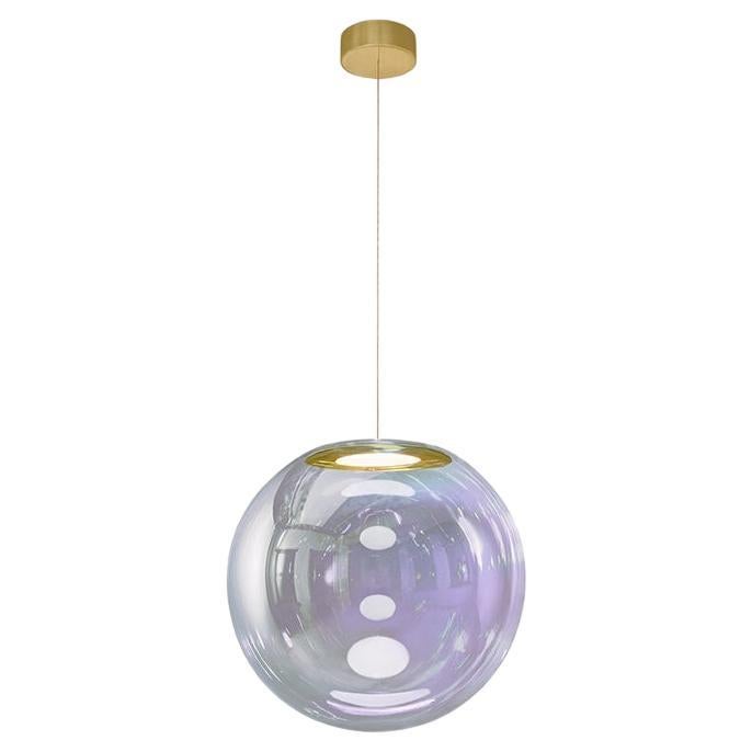 Iris Globe Pendant Lamp 35 cm Silver Lilac Brass,  Sebastian Scherer NEO/CRAFT For Sale