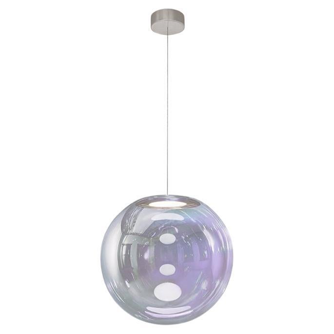 Iris Globe Pendant Lamp 35 cm Silver Lilac Steel,  Sebastian Scherer NEO/CRAFT For Sale