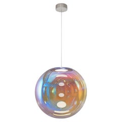 Lampe à suspension Iris Globe 40 cm en acier bleu orangé, Sebastian Scherer NEO/CRAFT