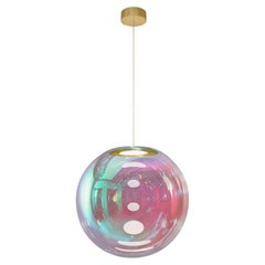 Iris Globe Pendant Lamp 40 cm Cyan Magenta Brass,  Sebastian Scherer NEO/CRAFT