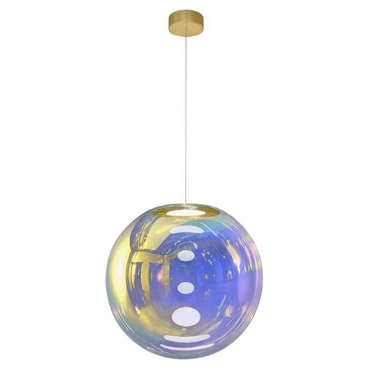 Iris Globe Pendant Lamp 40 cm Gold Indigo Brass,  Sebastian Scherer NEO/CRAFT For Sale