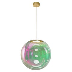 Iris Globe Pendant Lamp 40 cm Pink Green Brass,  Sebastian Scherer NEO/CRAFT