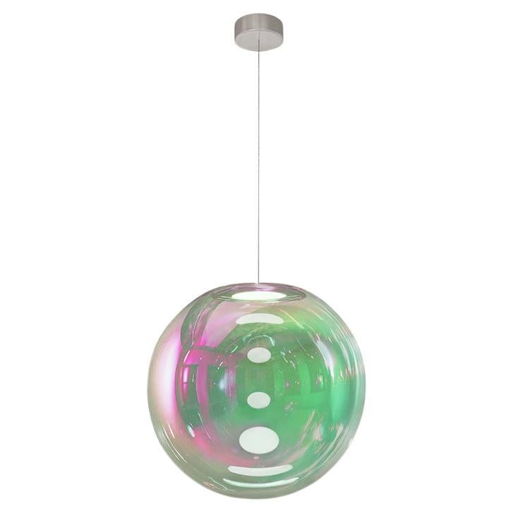 Iris Globe Pendant Lamp 40 cm Pink Green Steel,  Sebastian Scherer NEO/CRAFT For Sale