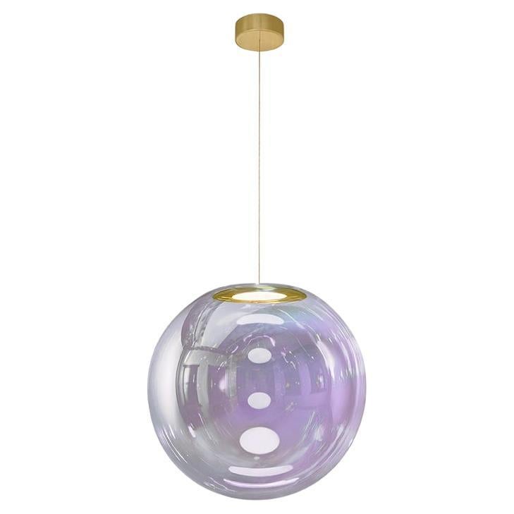 Lampe à suspension Iris Globe 40 cm en laiton argenté lilas,  Sebastian Scherer Neo/Craft