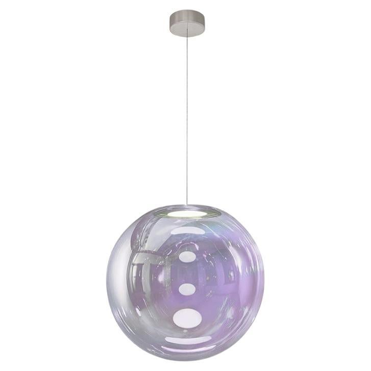 Iris Globe Pendant Lamp 40 cm Silver Lilac Steel,  Sebastian Scherer NEO/CRAFT For Sale