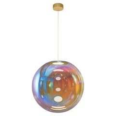 Iris Globe Pendant Lamp 45 cm Blue Orange Brass, Sebastian Scherer NEO/CRAFT