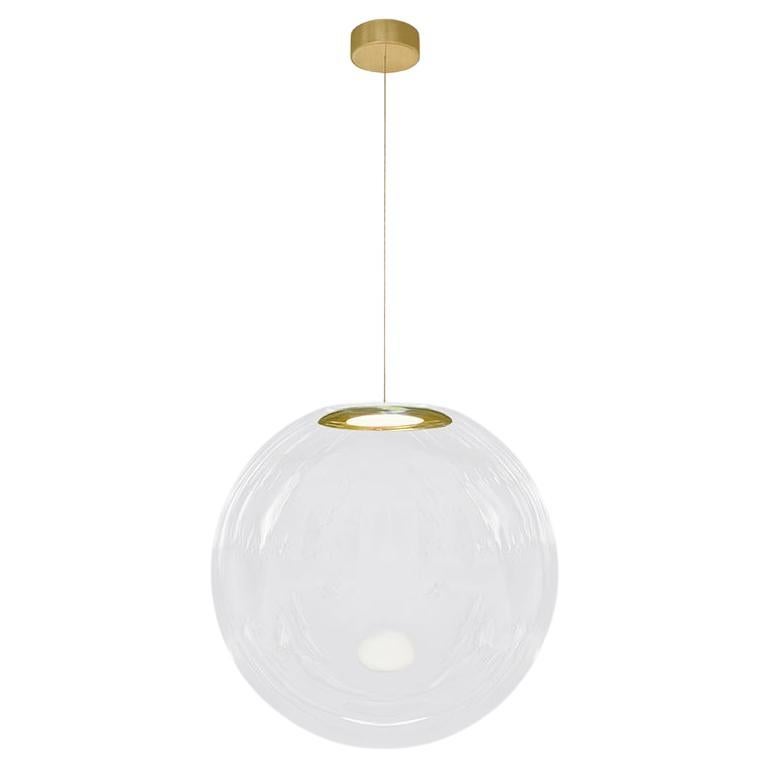  Iris Globe Pendant Lamp 45 cm Clear Brass, Sebastian Scherer NEO/CRAFT For Sale