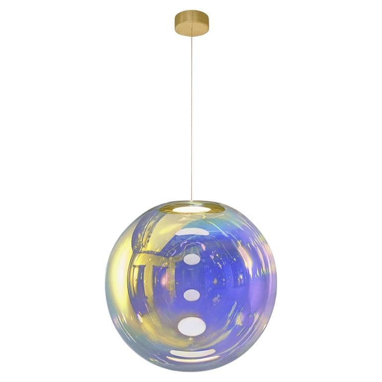 Iris Globe Pendant Lamp 45 cm Gold Indigo Brass,  Sebastian Scherer NEO/CRAFT For Sale