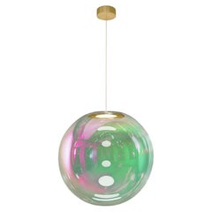 Iris Globe Pendant Lamp 45 cm Pink Green Brass,  Sebastian Scherer NEO/CRAFT