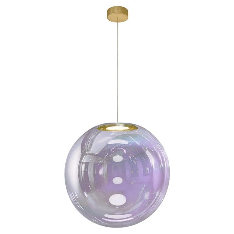 Iris Globe Pendant Lamp 45 cm Silver Lilac Brass,  Sebastian Scherer NEO/CRAFT For Sale