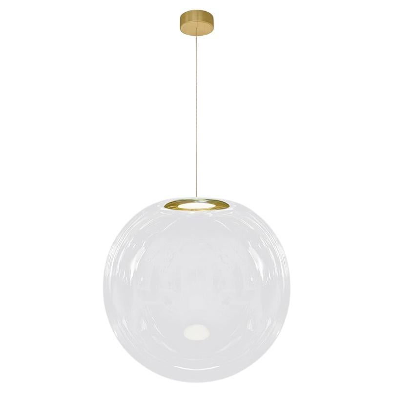  Iris Globe Pendant Lamp 50 cm Clear Brass, Sebastian Scherer NEO/CRAFT For Sale