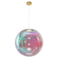 Iris Globe Pendant Lamp 50 cm Cyan Magenta Brass,  Sebastian Scherer NEO/CRAFT