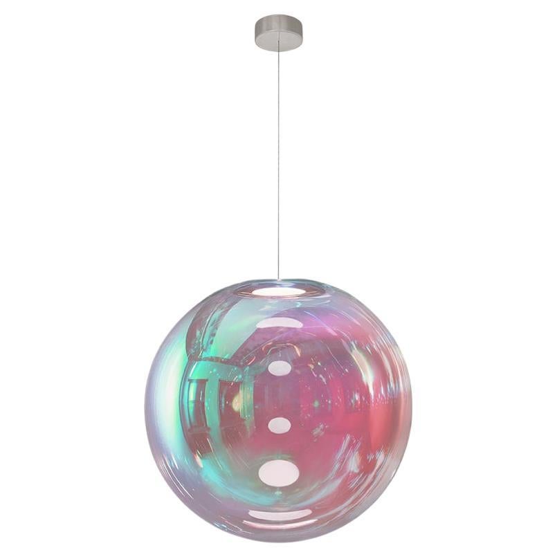 Lampe à suspension Iris Globe 50 cm en acier Cyan Magenta,  Sebastian Scherer Neo/Craft