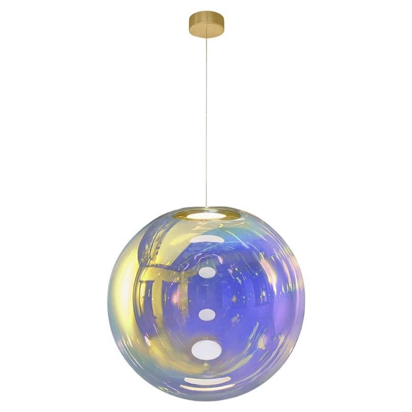 Lampe à suspension Iris Globe 50 cm en laiton indigo or,  Sebastian Scherer Neo/Craft en vente