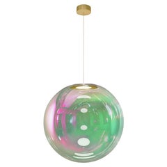 Iris Globe Pendant Lamp 50 cm Pink Green Brass,  Sebastian Scherer NEO/CRAFT