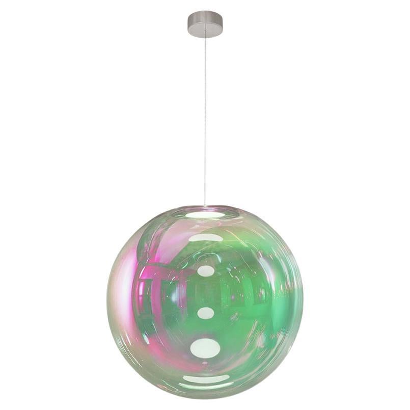 Iris Globe Pendant Lamp 50 cm Pink Green Steel,  Sebastian Scherer NEO/CRAFT