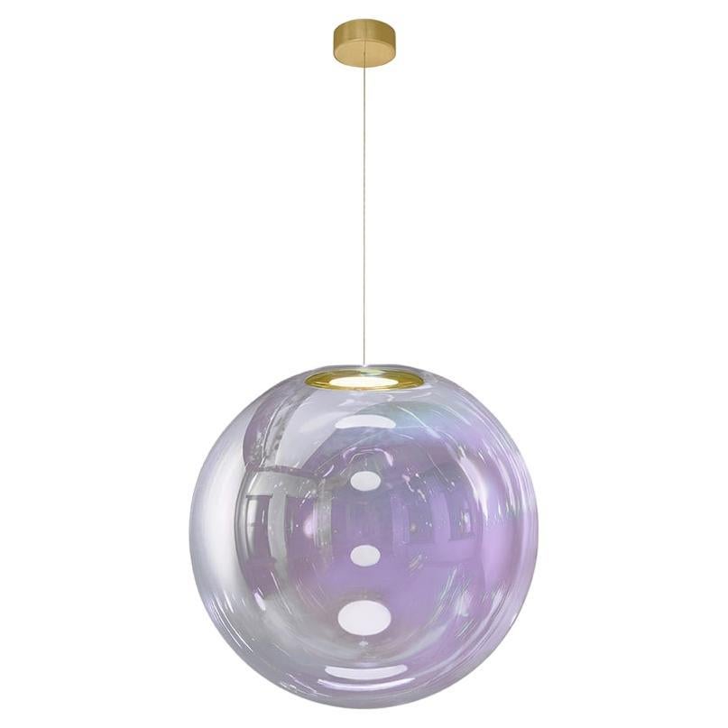 Lampe à suspension Iris Globe 50 cm en laiton argenté lilas,  Sebastian Scherer Neo/Craft