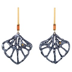 Iris Laevigata Yellow Diamond and Citrine Gold Statement Earrings