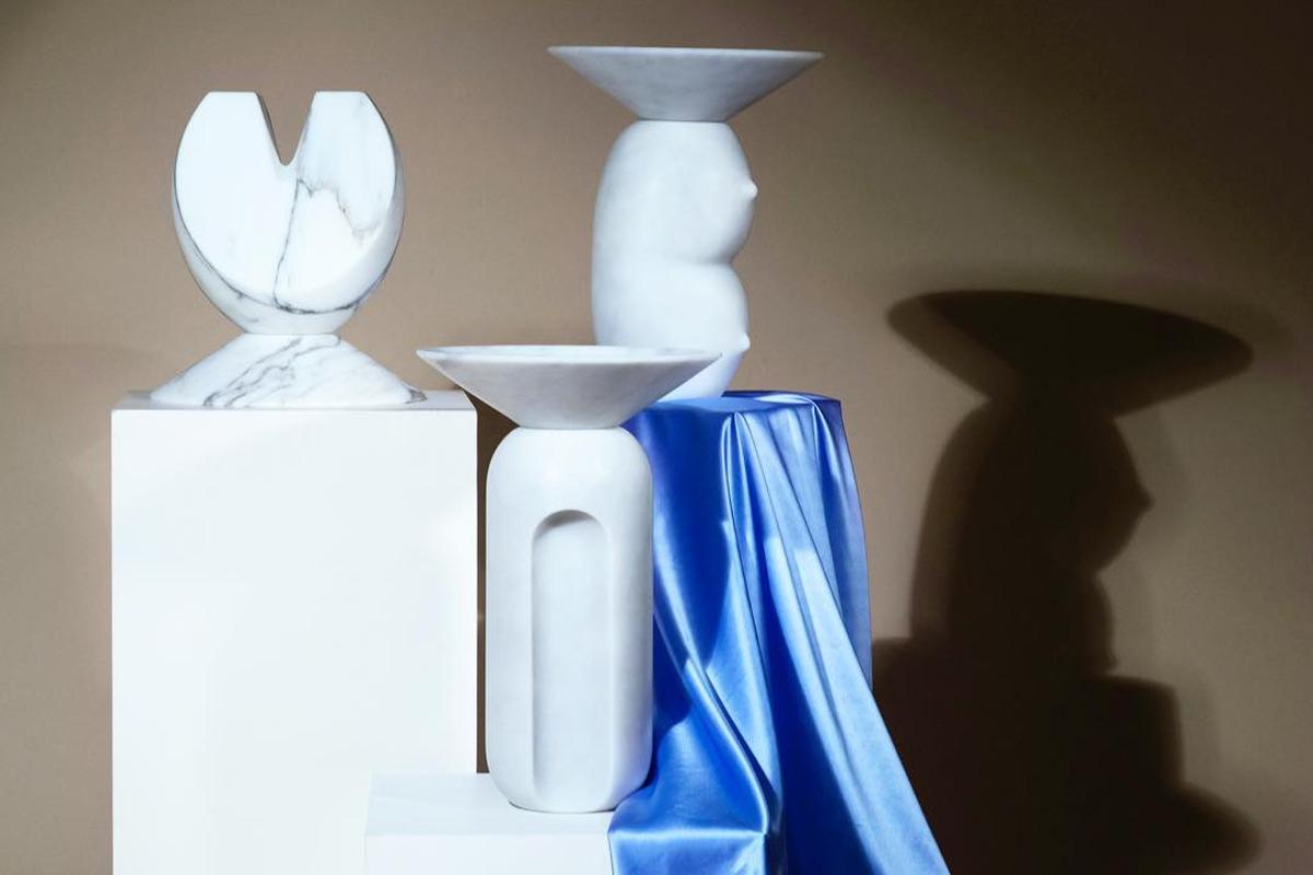 Modern Iris, Marble Contemporary Vase, Valentina Cameranesi