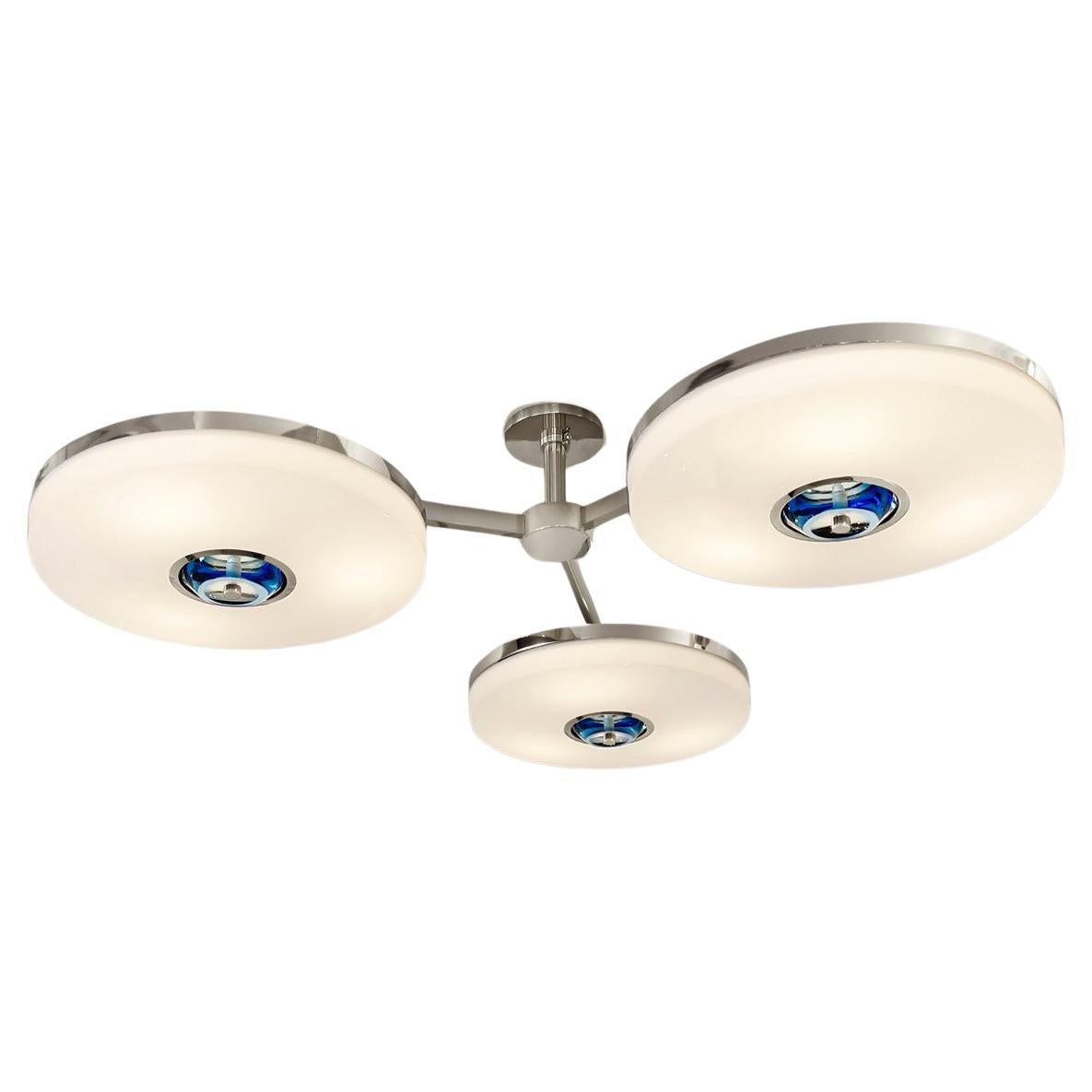 Iris N. 3 Ceiling Light by Gaspare Asaro-Polished Nickel Finish For Sale