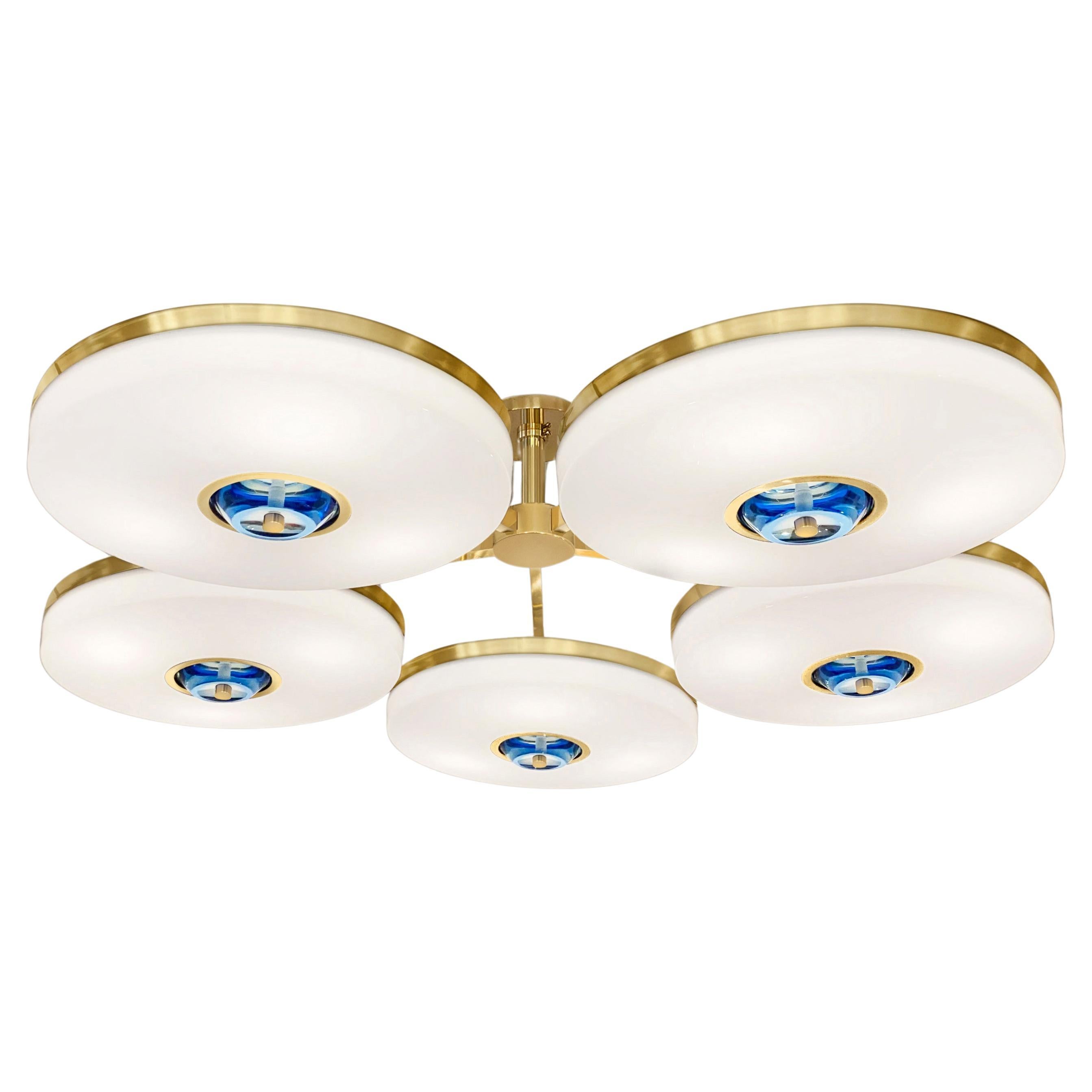 Iris N. 5 Ceiling Light by Gaspare Asaro - Polished Brass Finish For Sale