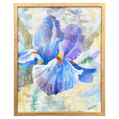 Peinture Iris signée JB Sanford '81, 17 x 21