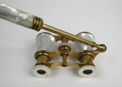 IRIS PARIS Mother of Pearl Opera Glasses Telescopic arm Made in France
