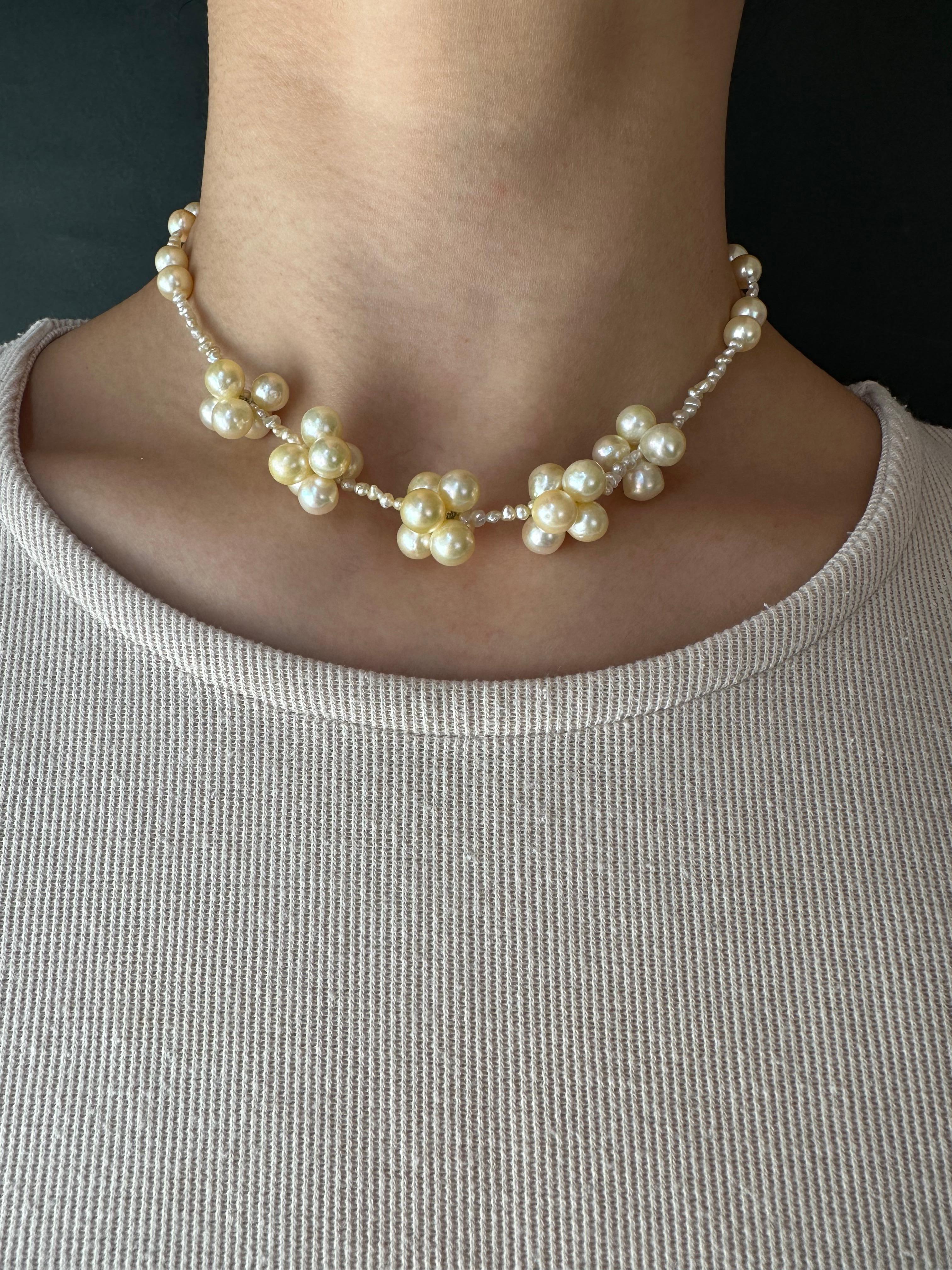 Artisan IRIS PARURE, 7.00mm-8.00mm×36 Akoya Pearl Necklace, Japan Pearl Fringe Necklace For Sale