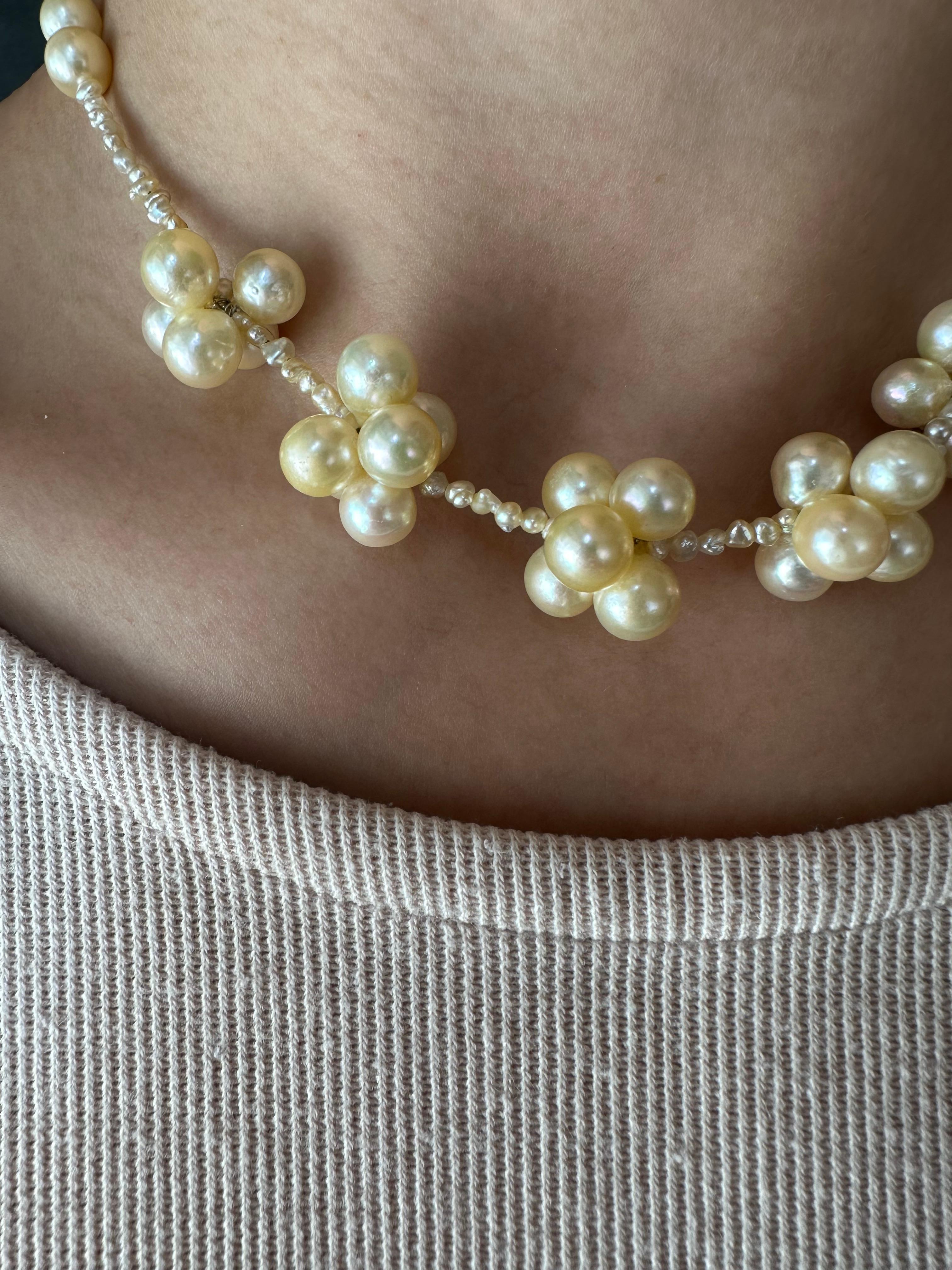 Uncut IRIS PARURE, 7.00mm-8.00mm×36 Akoya Pearl Necklace, Japan Pearl Fringe Necklace For Sale
