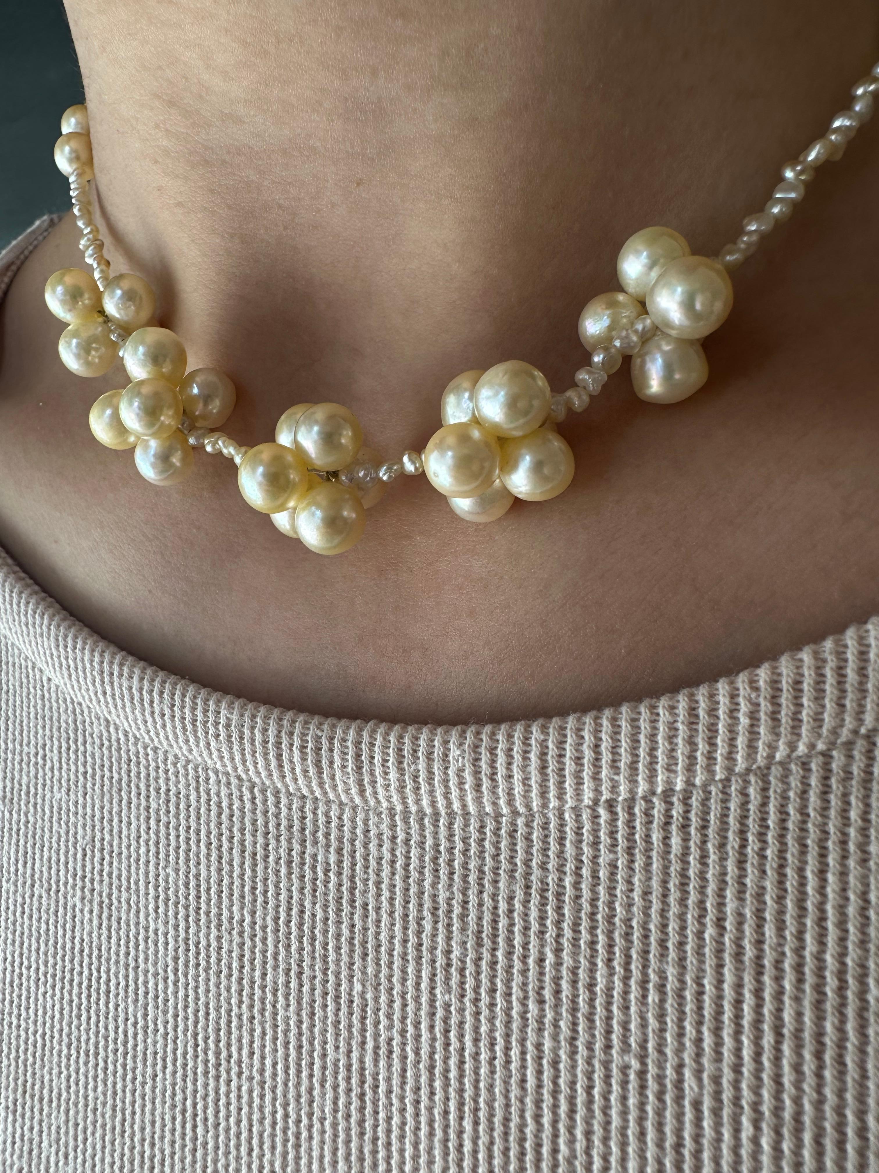 IRIS PARURE, 7.00mm-8.00mm×36 Akoya Pearl Necklace, Japan Pearl Fringe Necklace In New Condition For Sale In Ehime, JP