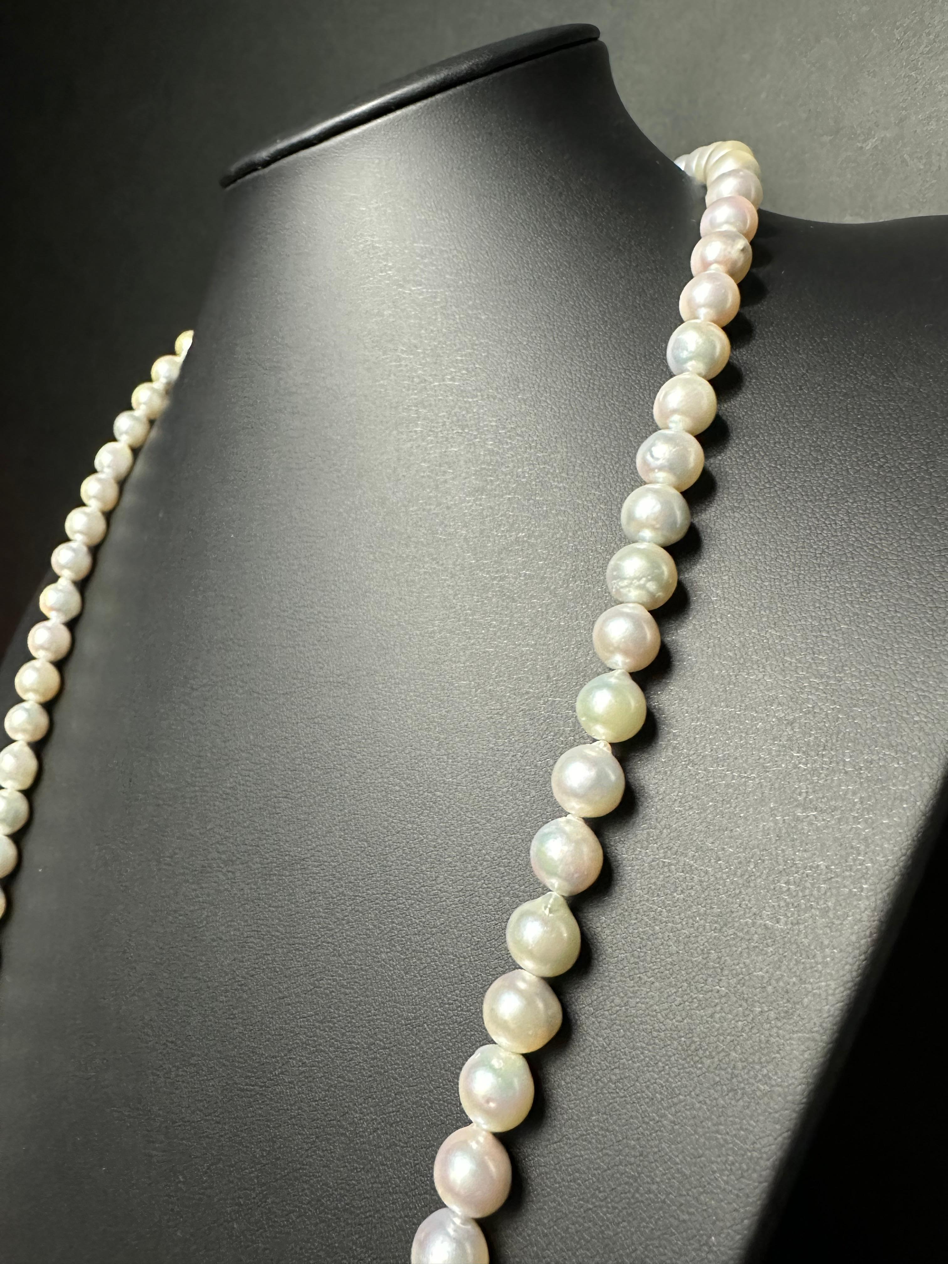 Artisan IRIS PARURE, Akoya 9.50mm×82 Pearl Necklace, Non Colored & Non Bleached Pearl For Sale