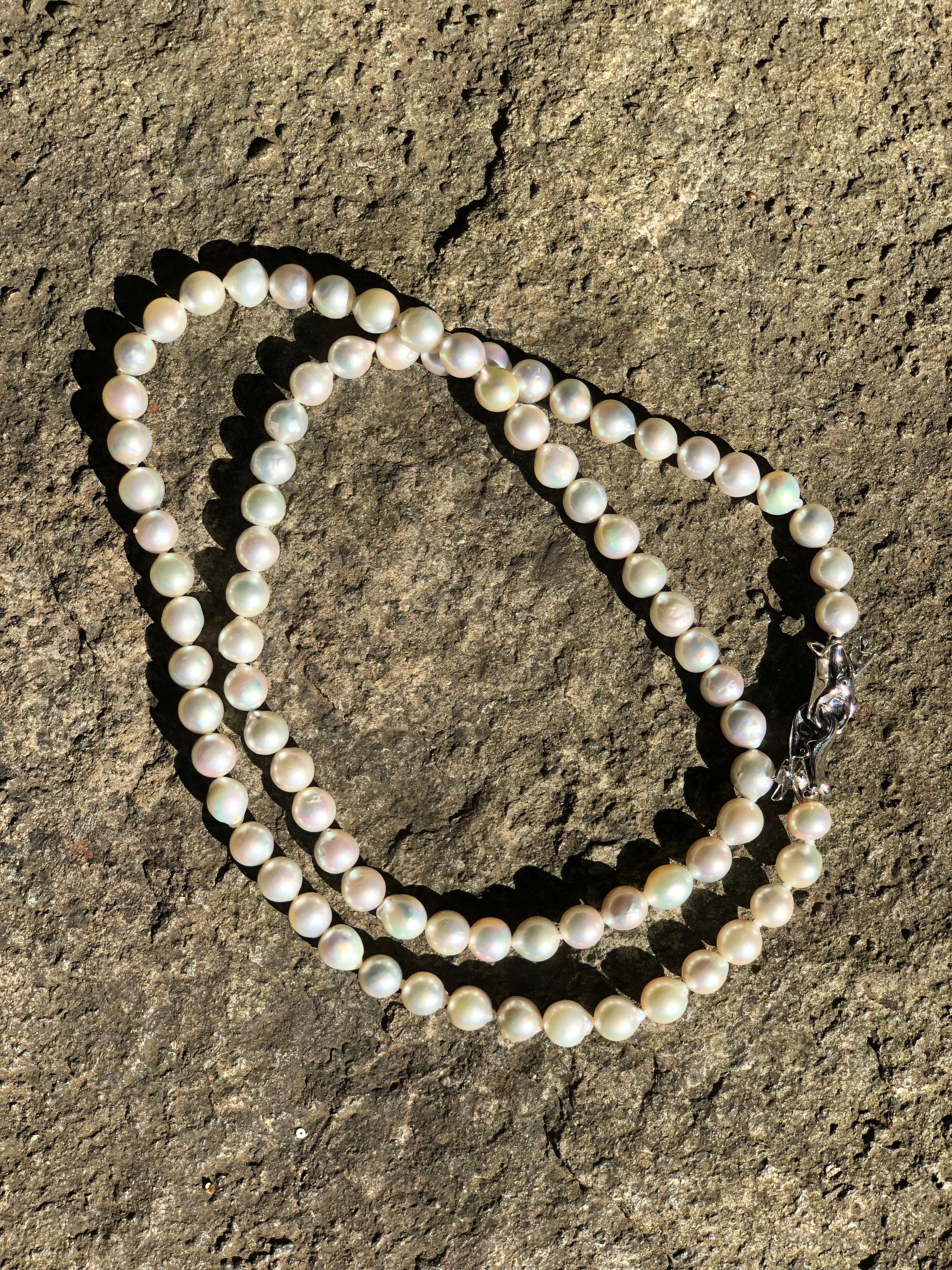 IRIS PARURE, Akoya 9.50mm×82 Pearl Necklace, Non Colored & Non Bleached Pearl For Sale 3