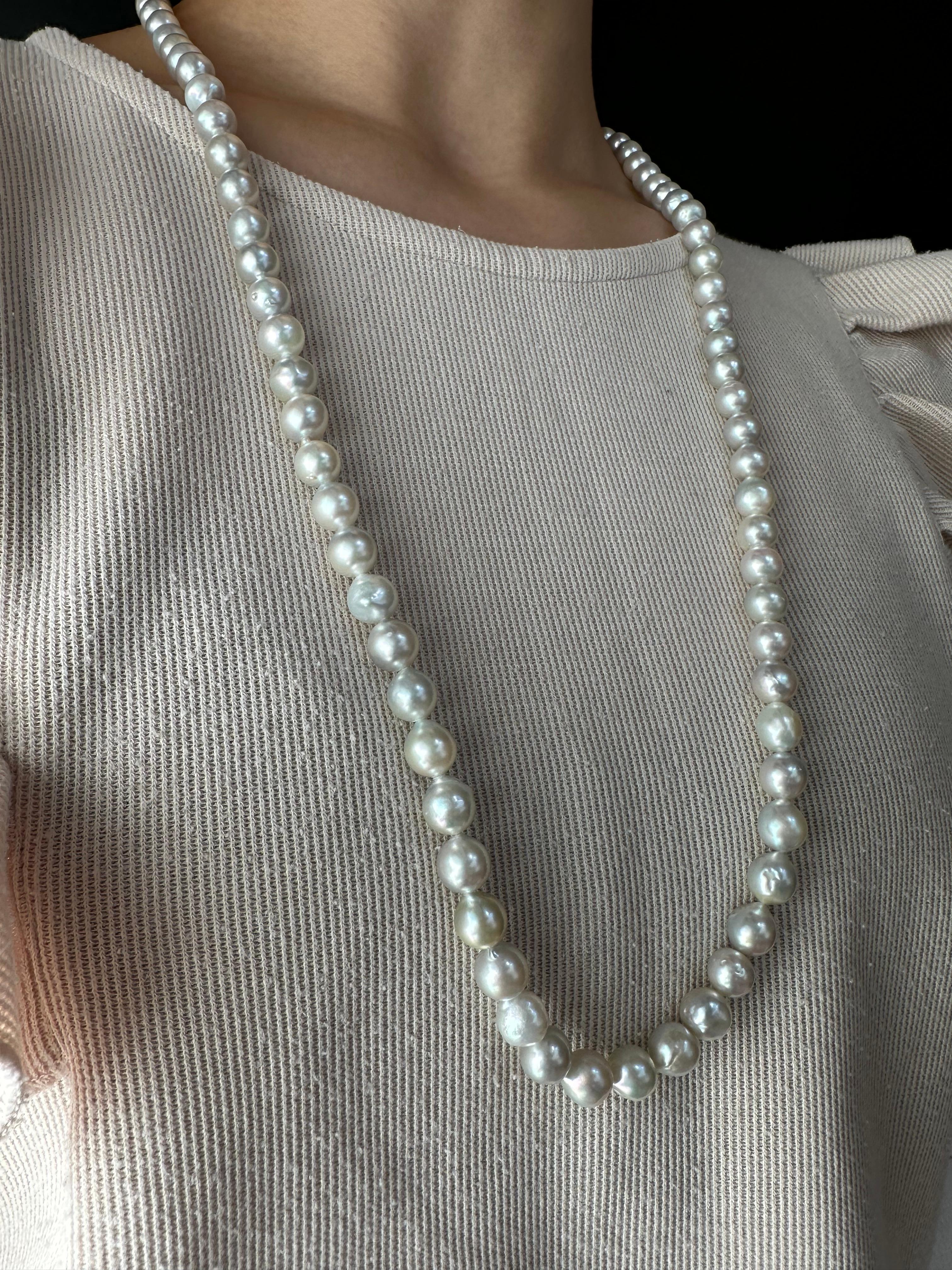 IRIS PARURE, Akoya 9.50mm×82 Pearl Necklace, Non Colored & Non Bleached Pearl For Sale 6