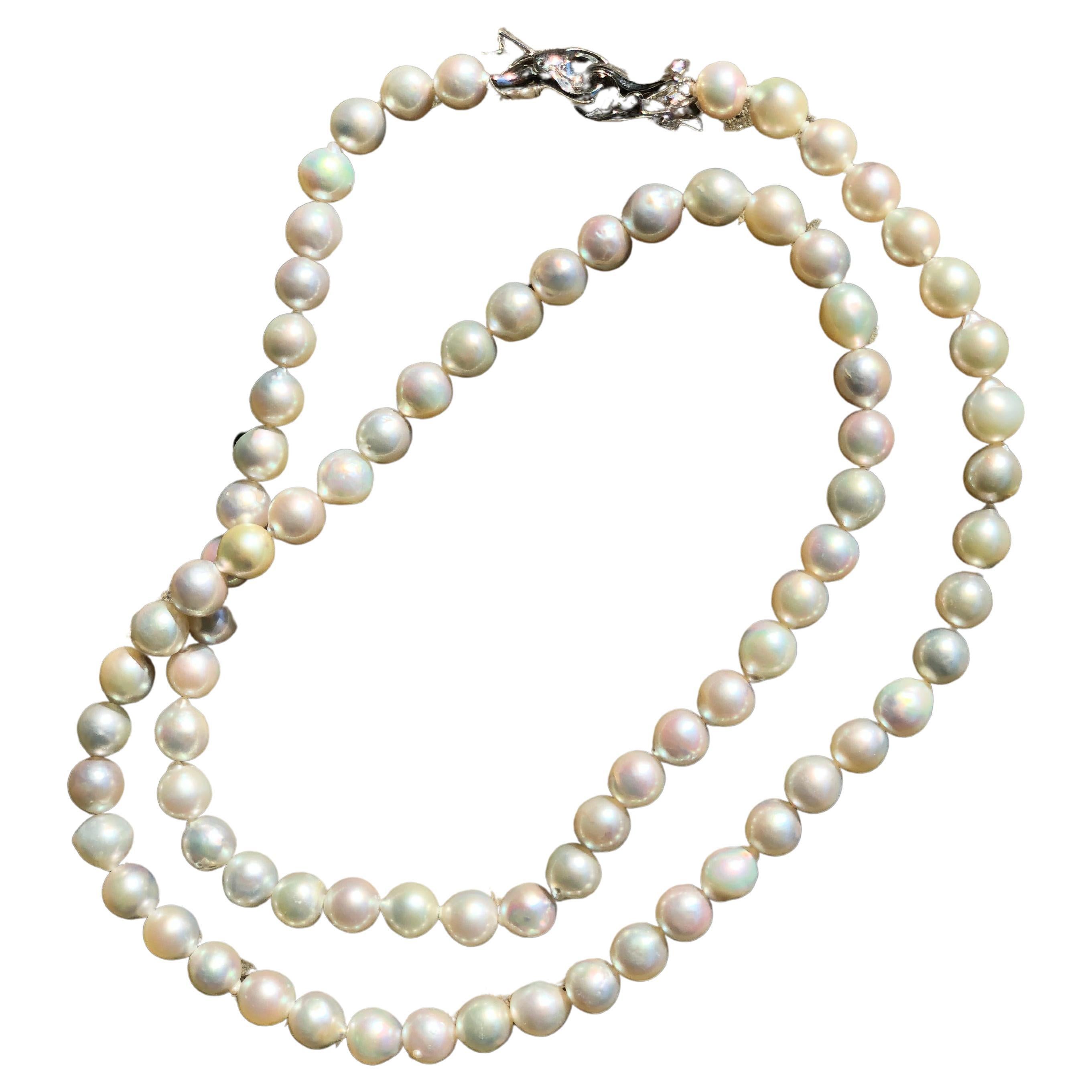 IRIS PARURE, Akoya 9.50mm×82 Pearl Necklace, Non Colored & Non Bleached Pearl For Sale