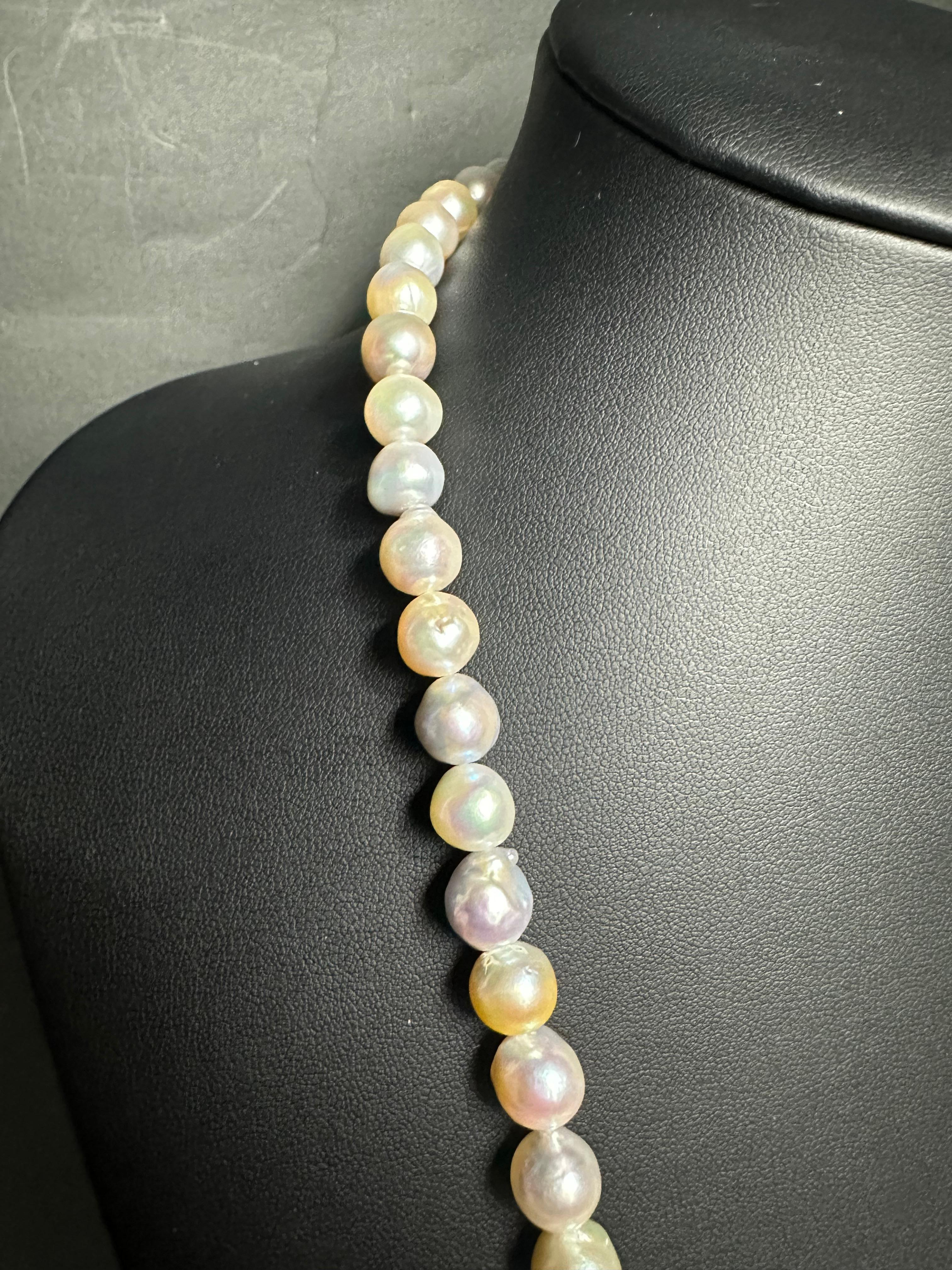 IRIS PARURE, Akoya pearl 10.00mm×81 Necklace, Non Colored & Non Bleached Pearl For Sale 3