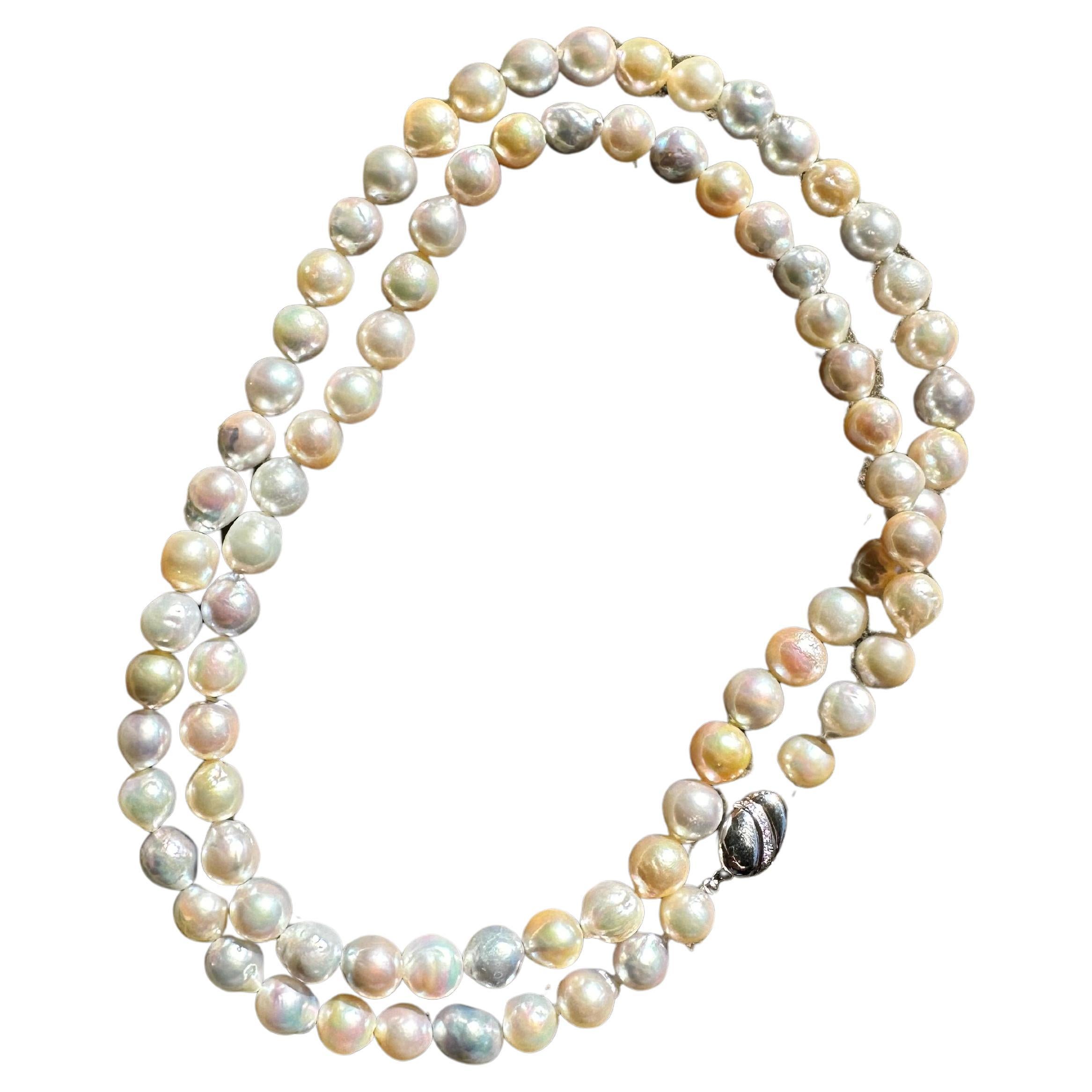 IRIS PARURE, Akoya pearl 10.00mm×81 Necklace, Non Colored & Non Bleached Pearl For Sale