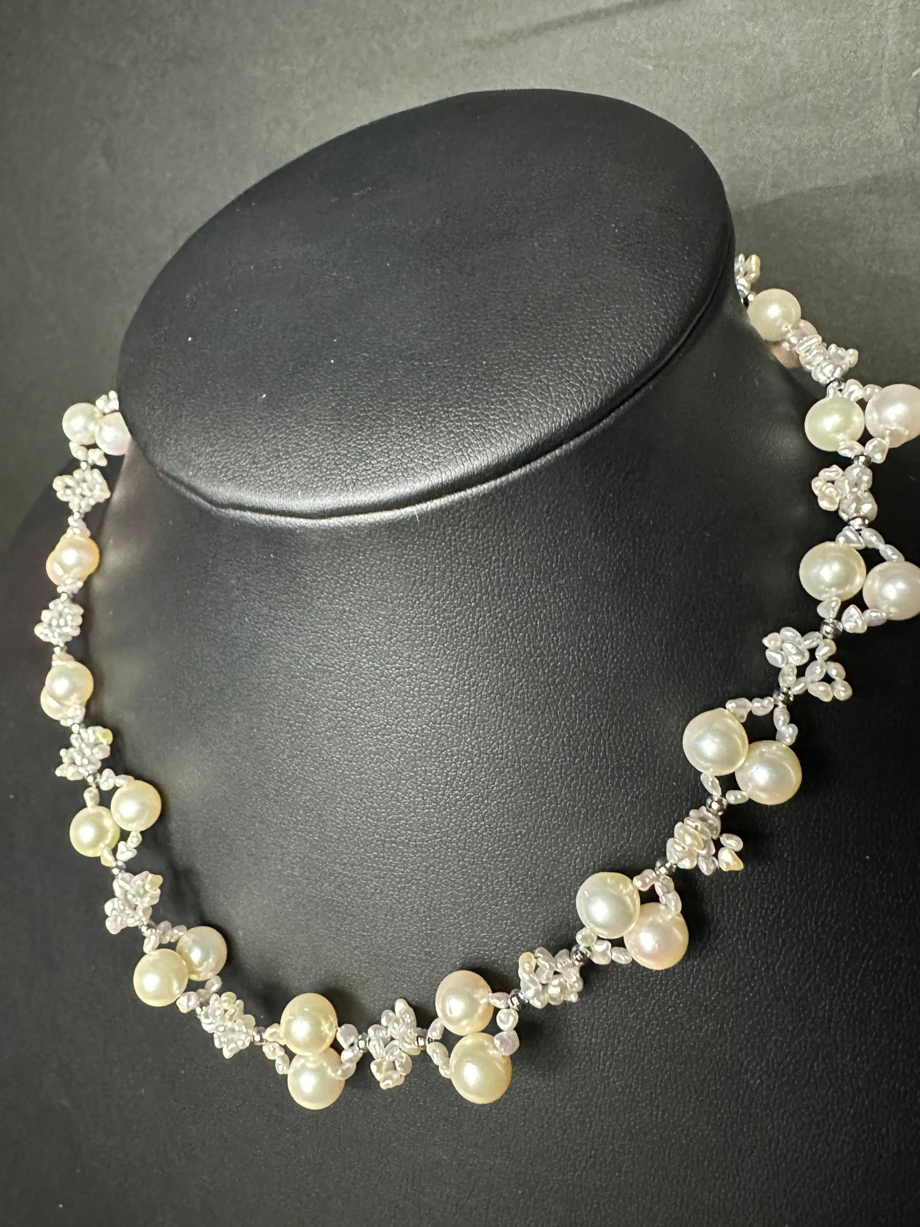 IRIS PARURE, Akoya Pearl 7.00-7.50mm Necklace, Non Colored & Non Bleached Pearl In New Condition For Sale In Ehime, JP