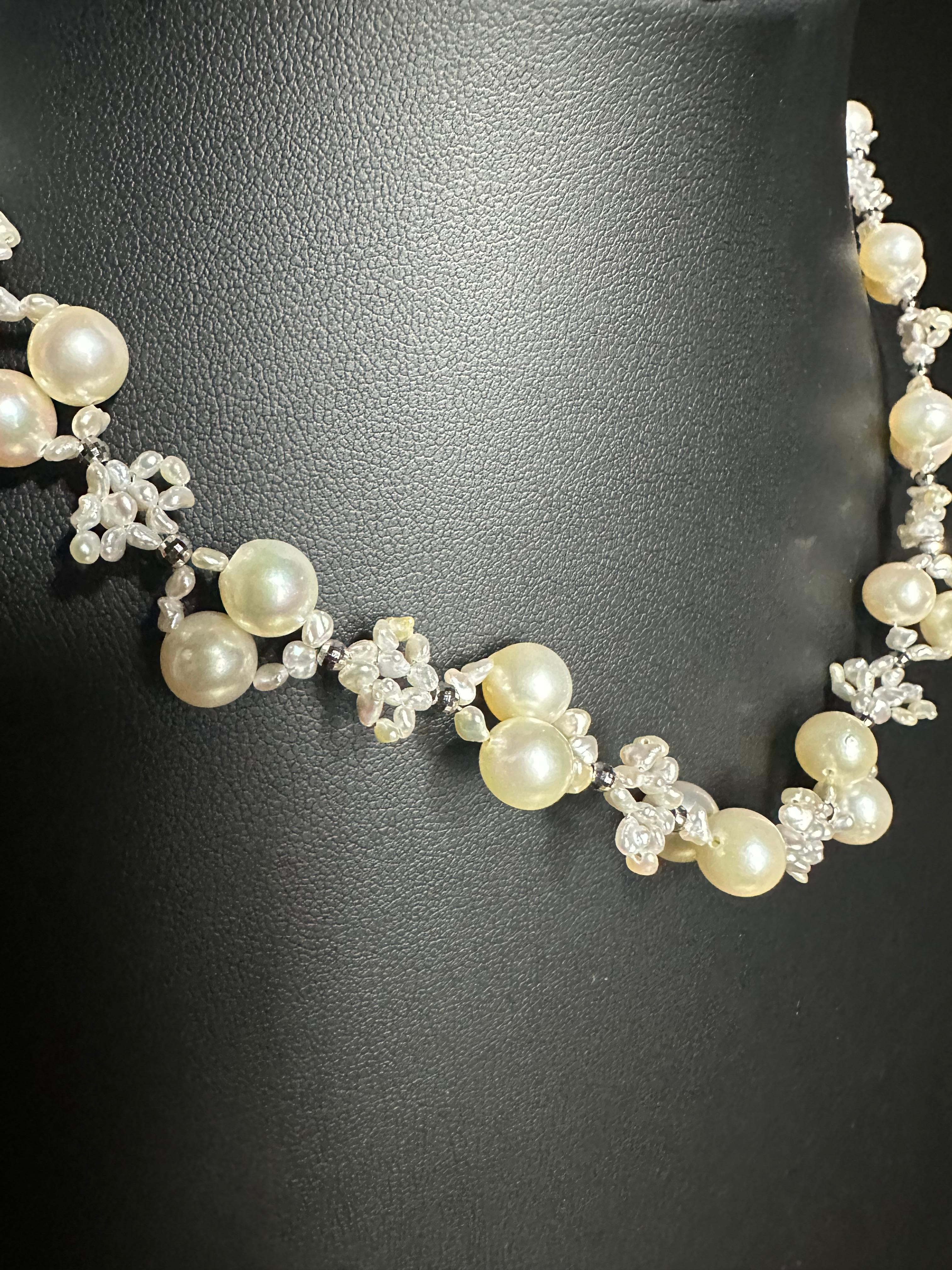 Women's or Men's IRIS PARURE, Akoya Pearl 7.00-7.50mm Necklace, Non Colored & Non Bleached Pearl For Sale