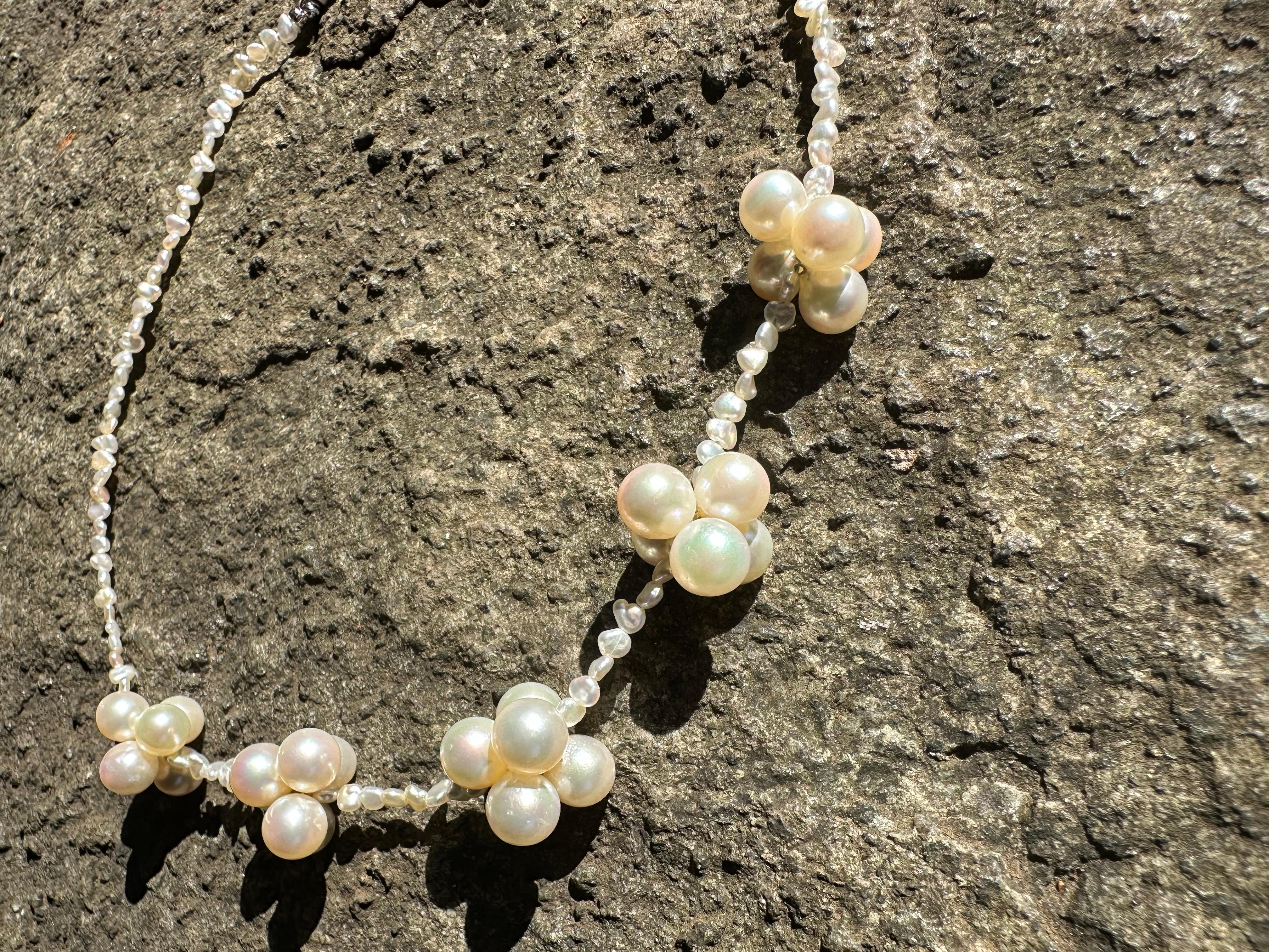 Artisan IRIS PARURE, Akoya Pearl 7.00-8.00mm×25 Fringe Necklace, Japanese Cultured Pearl For Sale
