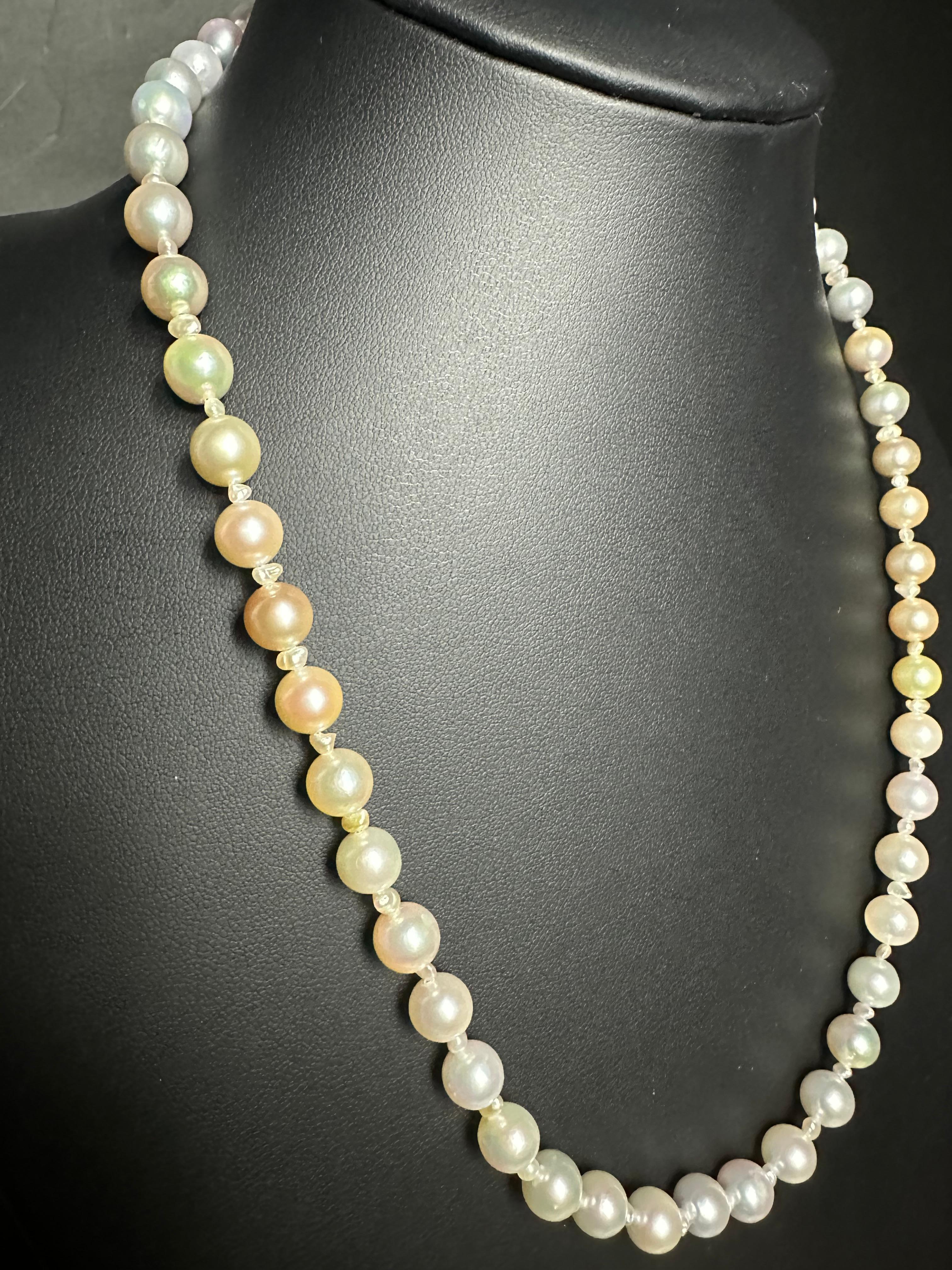 Women's IRIS PARURE, Non Colored&Bleached Japan Pearl, 8.00-8.50mm Akoya Pearl Necklace For Sale