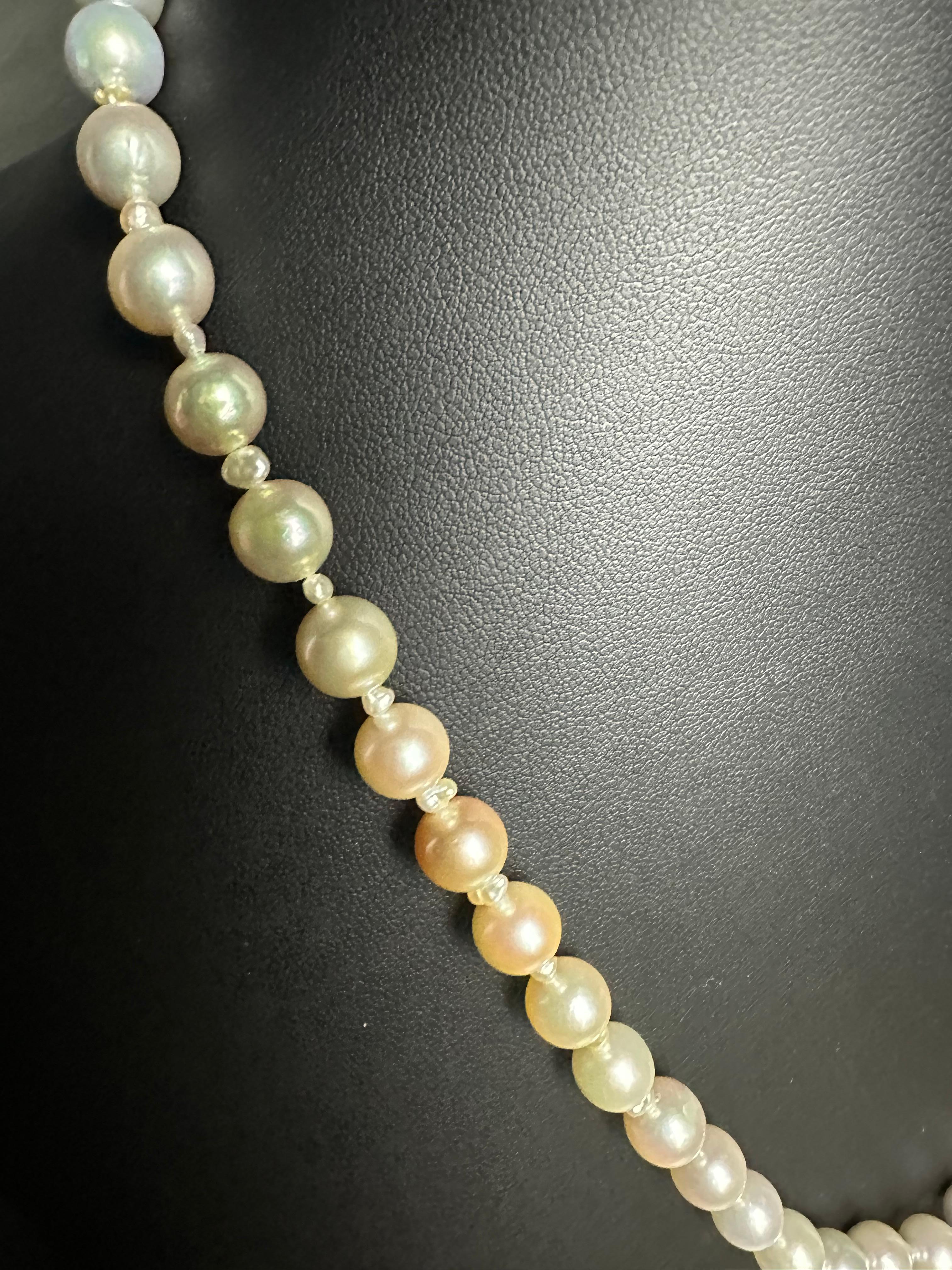 IRIS PARURE, Non Colored&Bleached Japan Pearl, 8.00-8.50mm Akoya Pearl Necklace For Sale 2
