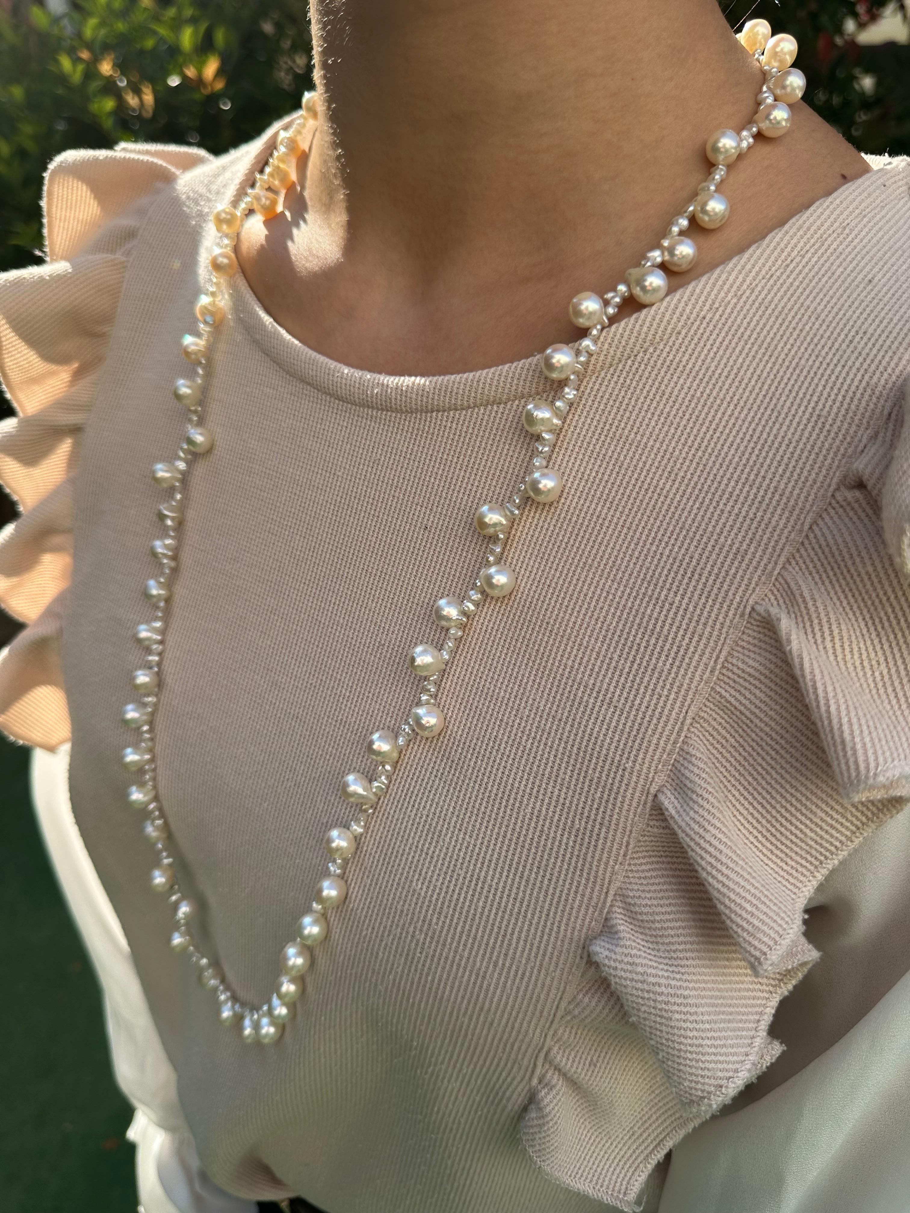 IRIS PARURE, Akoya Pearl 8.00-9.00mm  Necklace, Non Colored & Non Bleached Pearl For Sale 1