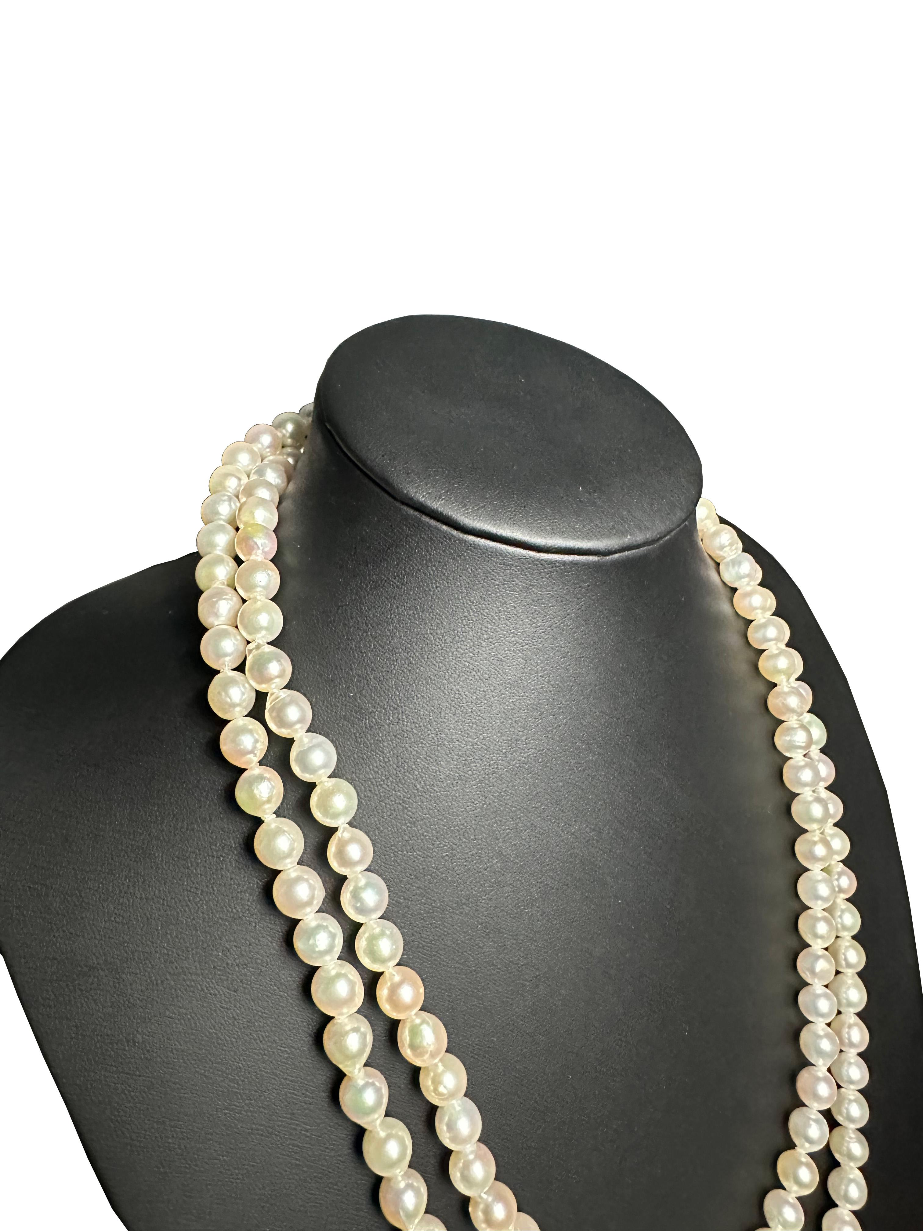 Artisan IRIS PARURE, Akoya Pearl 9.00mm×134 Necklace, Non Colored & Non Bleached Pearl For Sale