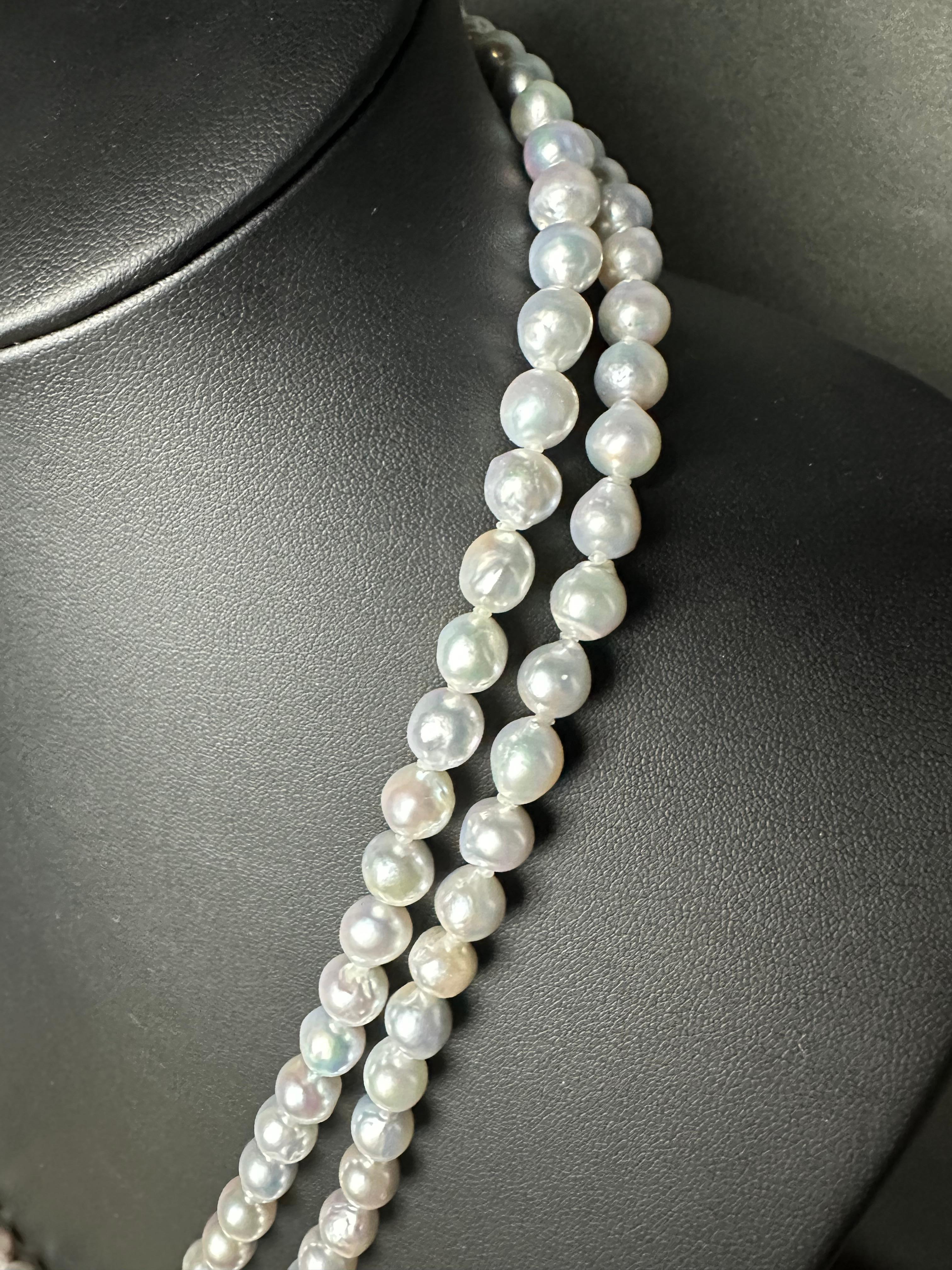IRIS PARURE Baroque Akoya Pearl 8.0mm Necklace, Non Bleached & Non colored Pearl For Sale 4