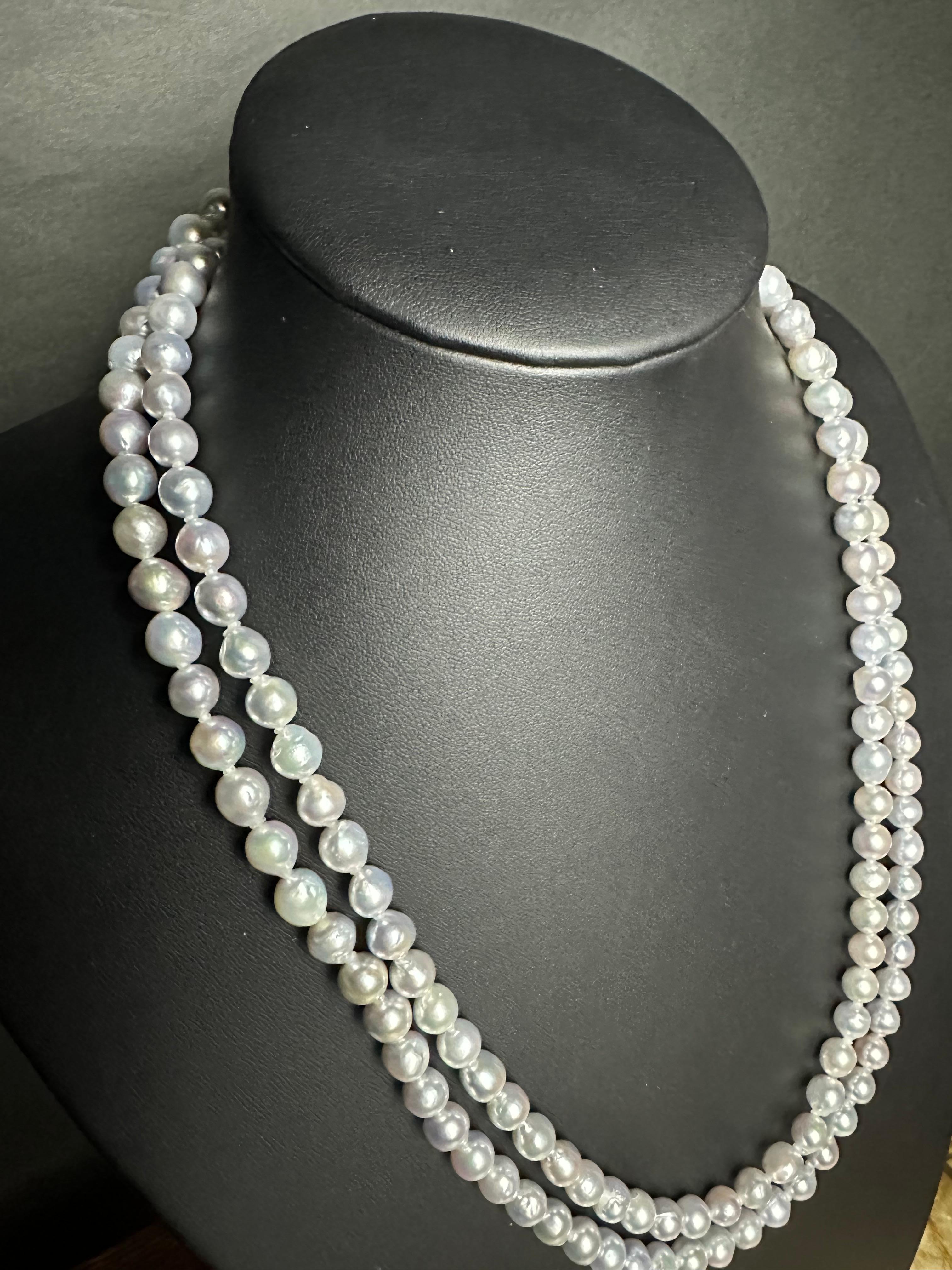 IRIS PARURE Baroque Akoya Pearl 8.0mm Necklace, Non Bleached & Non colored Pearl For Sale 5