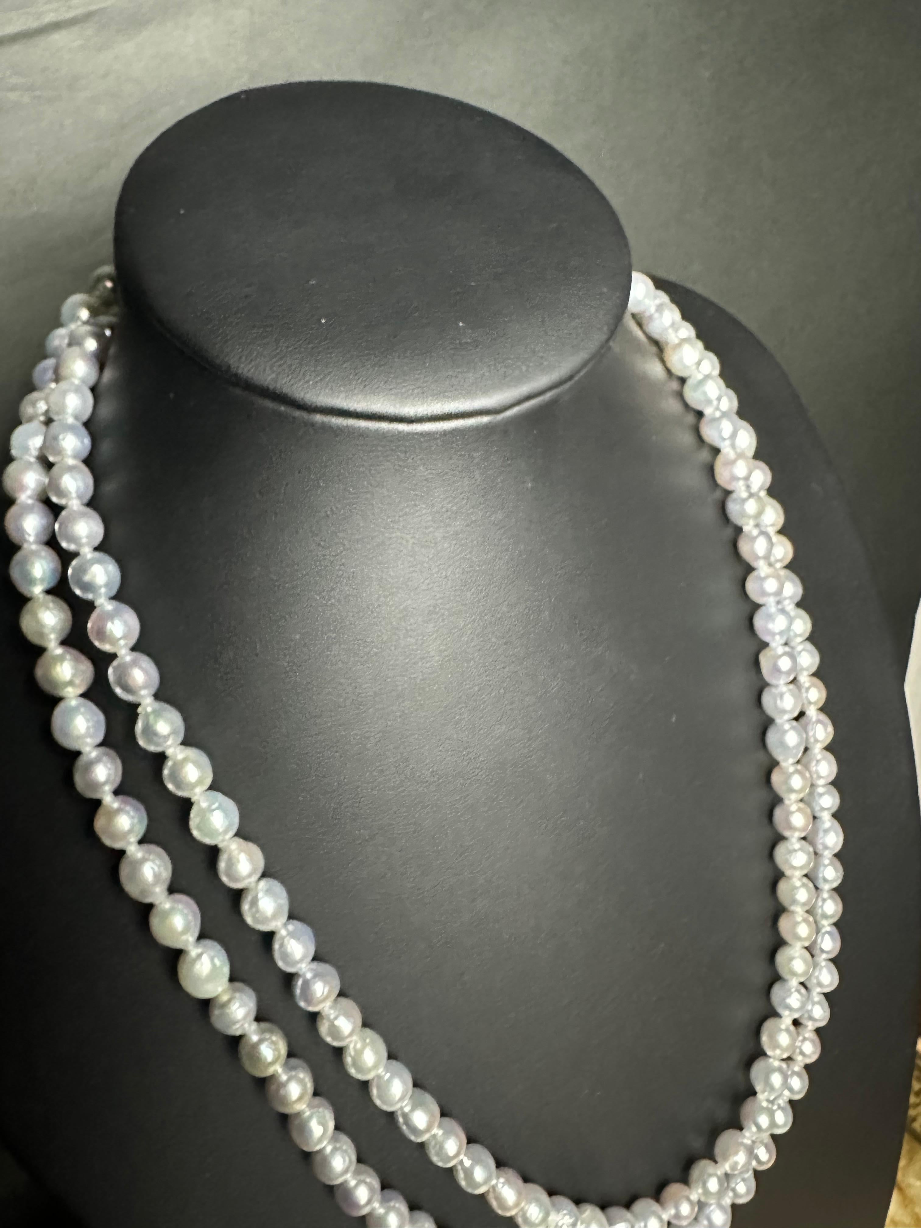 IRIS PARURE Baroque Akoya Pearl 8.0mm Necklace, Non Bleached & Non colored Pearl For Sale 6