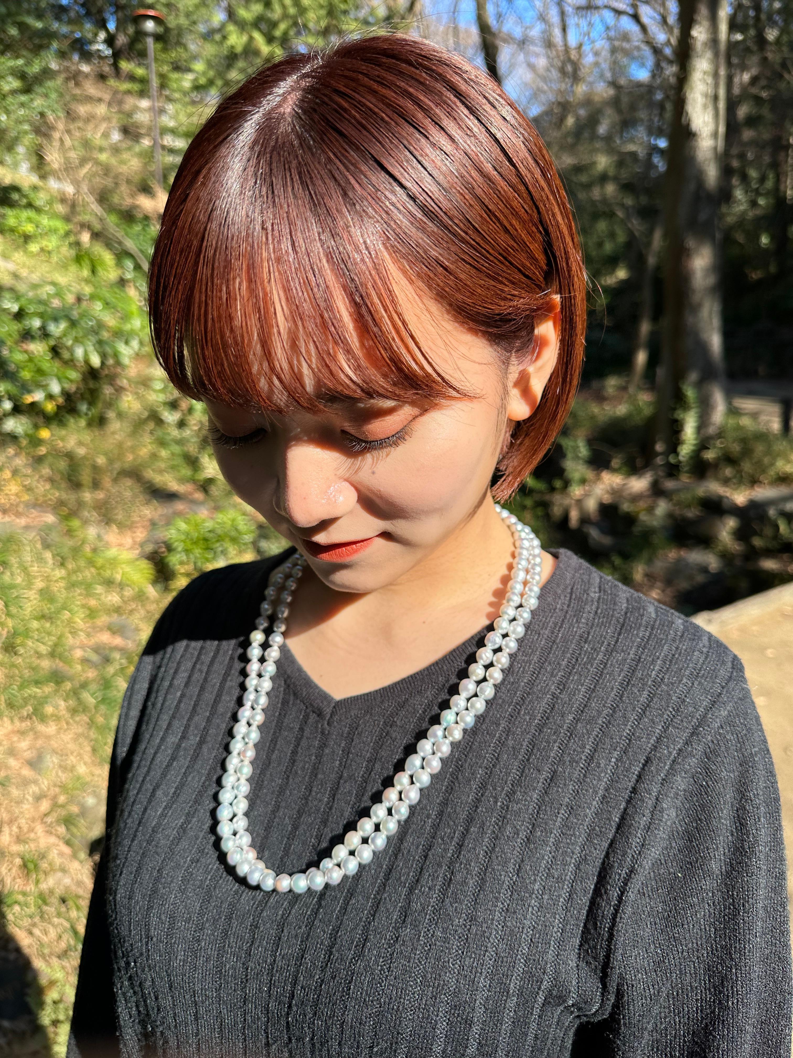 IRIS PARURE Barock Akoya-Perlenkette 8,0 mm, Halskette, nicht gebleicht und nicht farbige Perle im Angebot